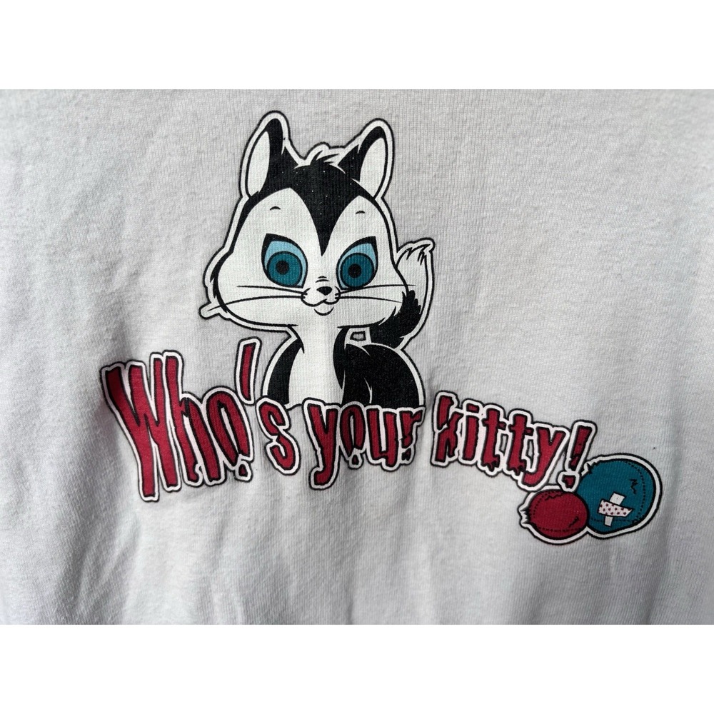 Vintage 90's Pussyfoot Looney Tunes Ringer Tee Women's  Size Large Gothcore - Picture 5 of 11